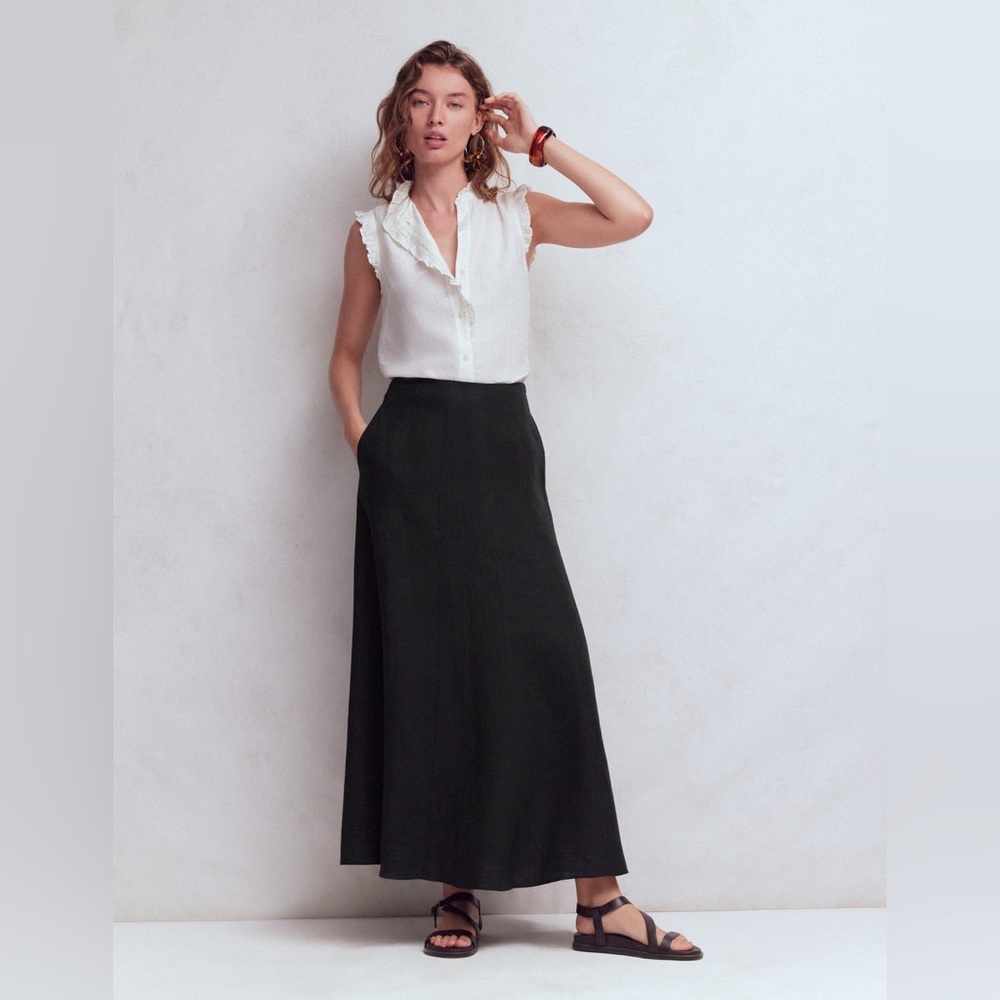 NWT Boden Miriam Linen Maxi Skirt in Black - Picture 1 of 10